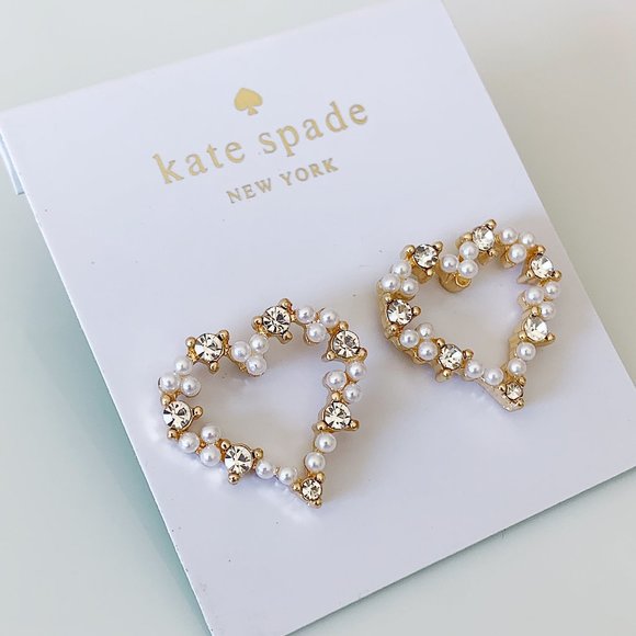 kate spade Jewelry - Kate Spade pearl heart frame earrings